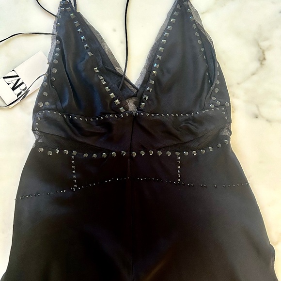BLACK SATIN CAMISOLE/ TANK TOP - Picture 2 of 4